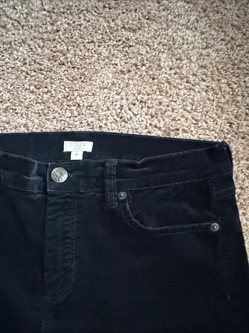 J. Crew Black Straight Velour Pants Size 30 - Picture 3 of 6